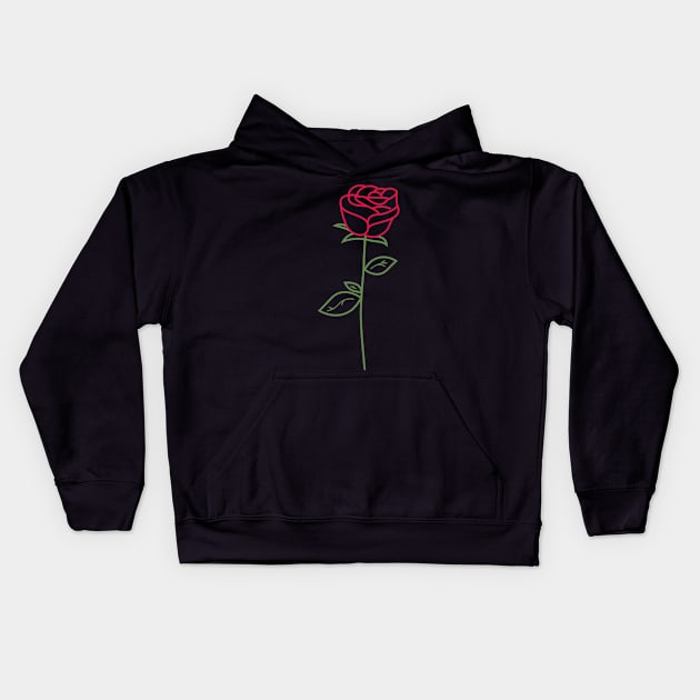 ROSE OUTLINE - Centered in Chest Kids Hoodie by JosanDSGN